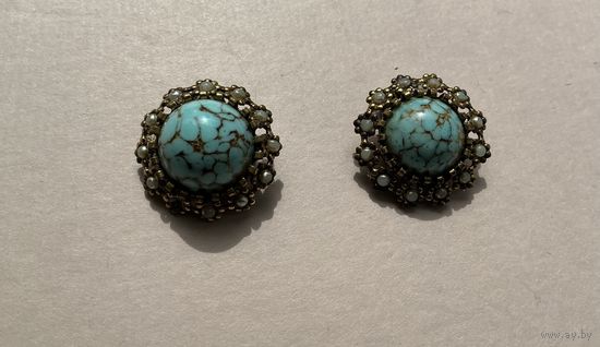 Клипсы Пекинское стекло клеймо Австрия 50-е Редкость