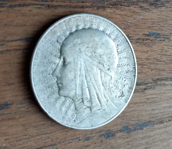 Монета Польша 5 злотых 1933 год, серебро.