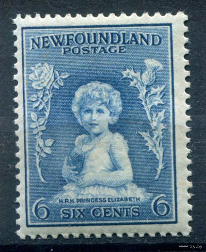 Британские колонии - Ньюфаундленд - 1932/41г. - принцесса Елизавета, 6 с - 1 марка - MH с потрескавшися клеем [Mi 177]. #3-WB-96-A-1