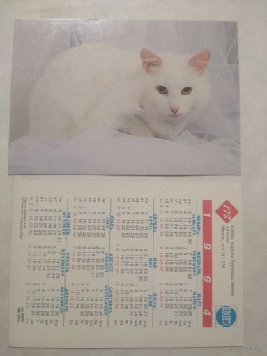 Карманный календарик. Котик.1994 год