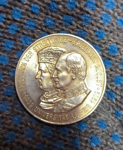 2 марки 1909 - Лейпцигский университет. Невероятная патина! В блеске!