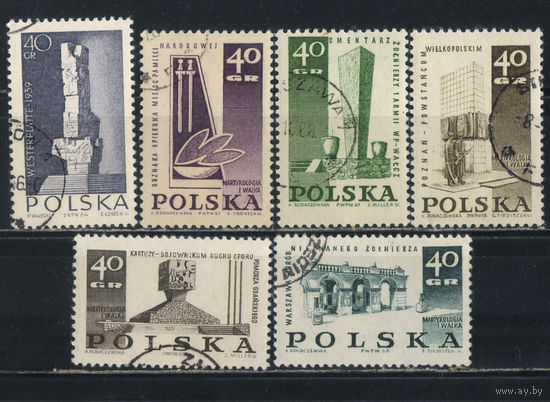 Польша ПНР 1964-8 Памятники борьбы поляков во 2-й мировой войне #1534,1757-8,1887-8