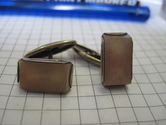 Запонки 875 пробы в позолоте с натуральным камнем с рубля!