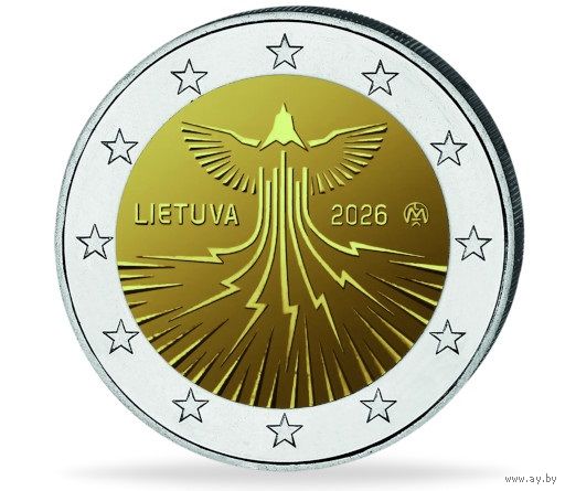 Литва 2 евро 2026  Энергетическая независимость Литвы UNC из ролла