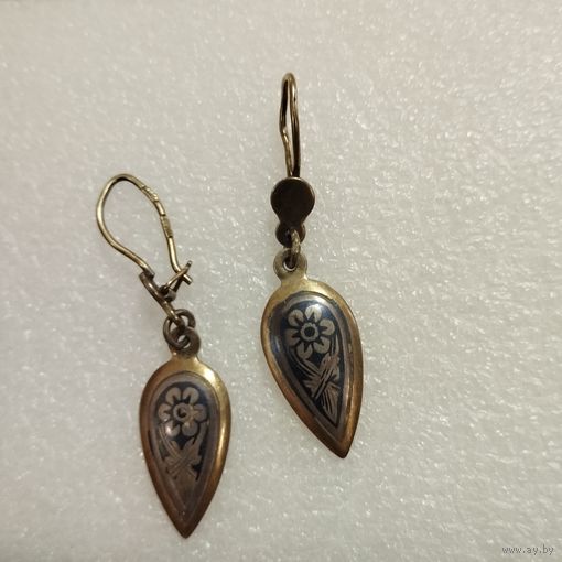 Серьги Бархатцы, 925. Северная чернь, СССР