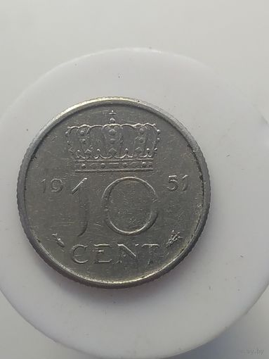 10 центов Нидерланды 1951 год  лот 43