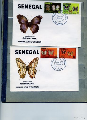 КОНВЕРТ СЕНЕГАЛ 2 шт, БАБОЧКИ, КПД, 1982 марки Mi 759-762