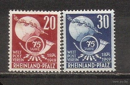 ФФ4 Рейнланд-Пфальц 1949 Почта следы от наклеек