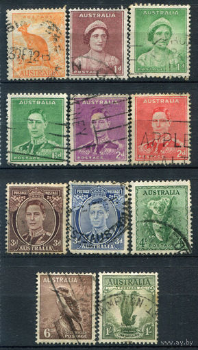 Австралия - 1937/49г. - король Георг VI, королева Елизавета - 11 марок - гашёные. #3-WB-91-A-1