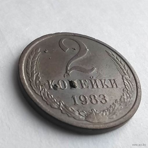 2 копейки 1984  , БРАК, гладкий гурт, выкрашивание штемпеля - бородавки на буквах "К" и "П"
