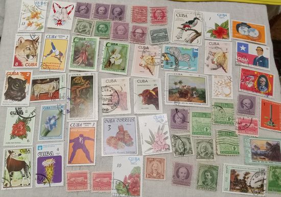 Большой лот марок, 56 шт. Республика Куба. Цена за все! Распродажа коллекции!
