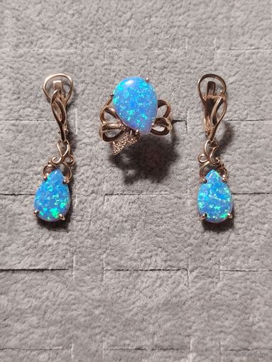 Серебряный комплект с позолотой