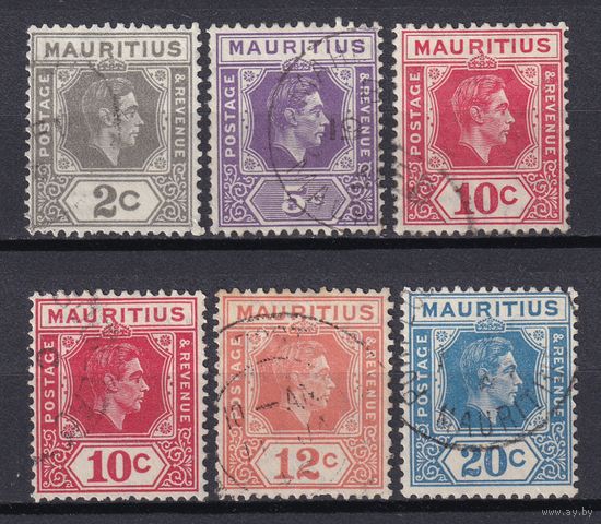 50.BrKM. Великобритания. Колонии. Маврикий. Георг VI. Стандарт. Сборный лот. 1938/43 гг. Mi.##203A/206A/207Aa,b/208A/209A.