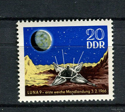 ГДР - 1966 - Космос - (пожелтевший клей) - [Mi. 1168] - полная серия - 1 марка. MNH.