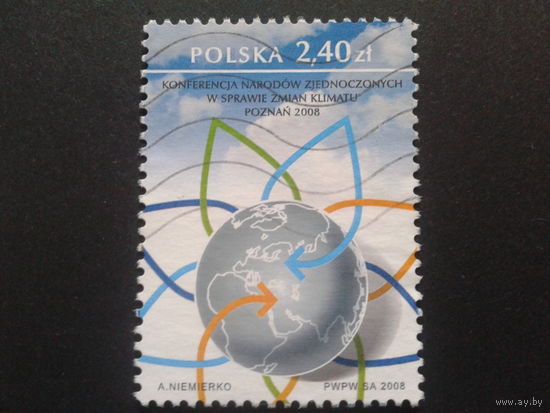 Польша 2008 глобус Mi-1,9 евро гаш.