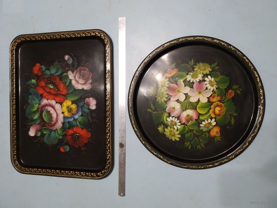 Поднос Жостово Ручная роспись Клеймо Оригинал СССР