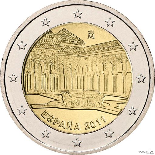 2 евро 2011 Испания Альгамбра в Гранаде UNC из ролла