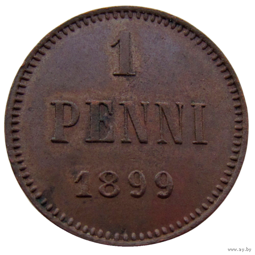 Россия для Финляндии, 1 пенни 1899 г., сост. AUnc, Биткин #460