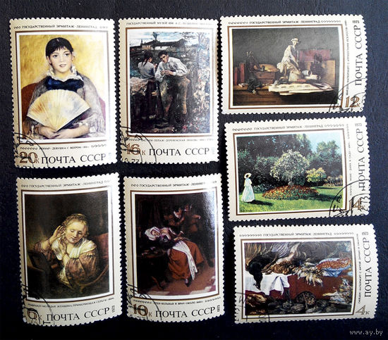 СССР 1973 г. Зарубежная живопись в музеях СССР. Культура. Искусство, полная серия из 7 марок #0042-И1P9