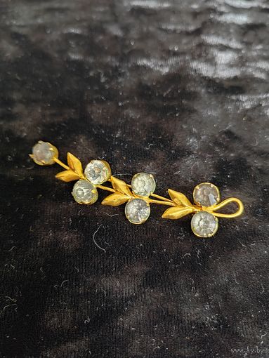 Позолоченная брошь СССР веточка