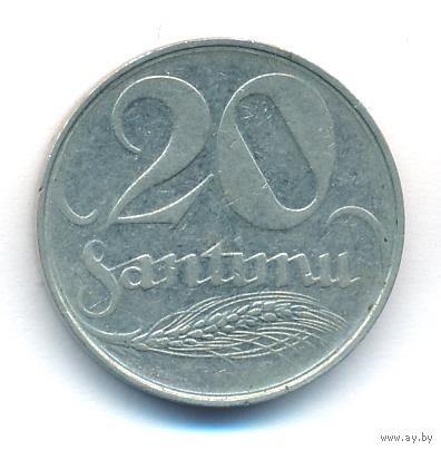 Латвия 20 сантимов 1922 г. Ni _состояние VF/XF