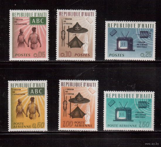 Гаити-1966 (Мих.886-891) * (след от накл.) ,Образование, Скауты, Телевизор(полная серия)