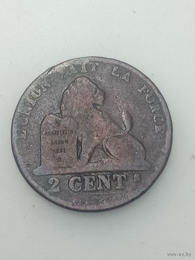 Бельгия 2 сантима 1857 года . Надпись на Галанском языке  , BELGIE .