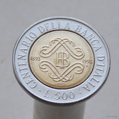 Италия 500 лир 1993 100 лет Банку Италии