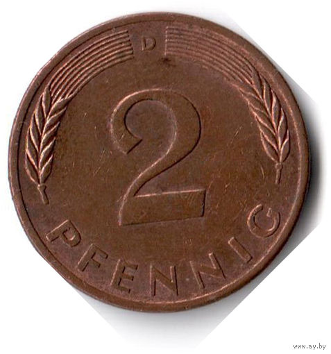 Германия. 2 пфеннига. 1983 D