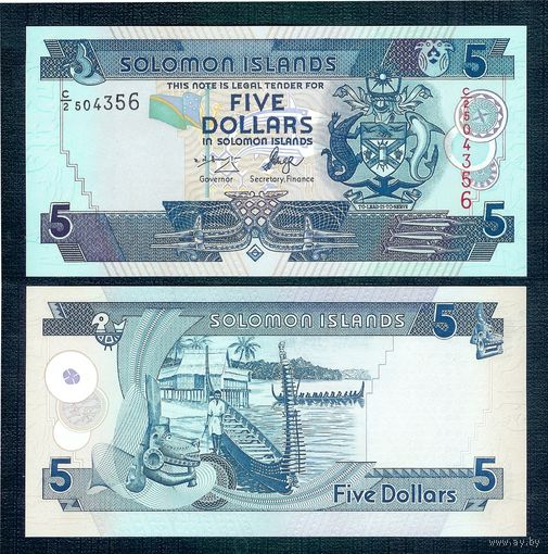 Соломоновы острова 5 долларов 2009 год, P-26а, UNC