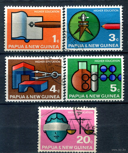 Британские колонии - Папуа Новая Гвинея - 1967г. - высшее образование - 5 марок - полная серия, гашёные, MH, номинал 20 со сгибом [Mi 106-110]. #3-WB-96-A-1
