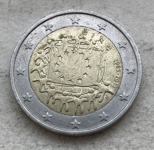 Ирландия 2 евро 2015 - 30 лет флагу Европейского союза