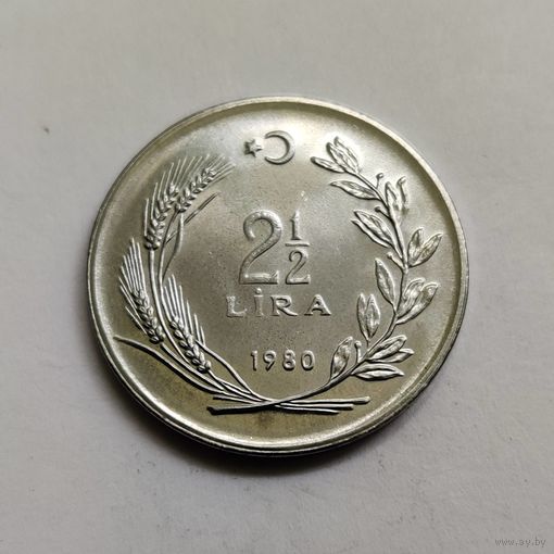 Турция 2 1/2 лиры 1980 г.  ФАО - Рыбный промысел