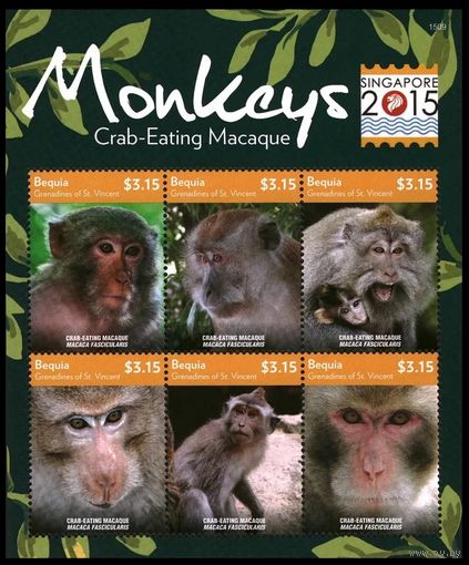 2015 Сент-Винсент Гренадины Бекия 1061-1066KL Фауна - Обезьяны 17,00 евро