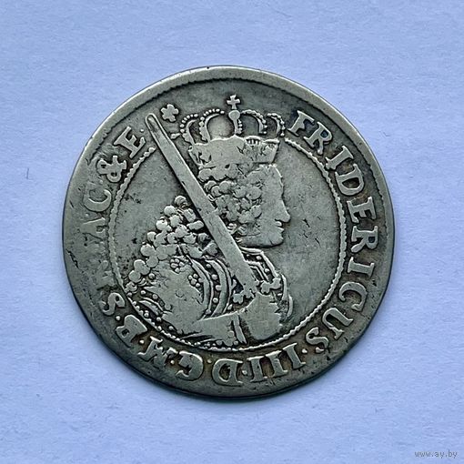 Монета СЕРЕБРО ПРУССИЯ ОРТ 18 грошей 1698 год ФРИДРИХ ВИЛЬГЕЛЬМ ОТЛИЧНЫЙ