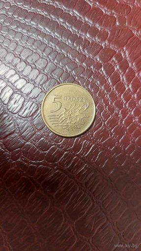 Монета 5 грошей 1999 г. Польша. Хорошая!