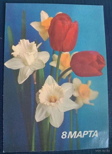 Открытка 8Марта 1987 фото Костенко  Подписана