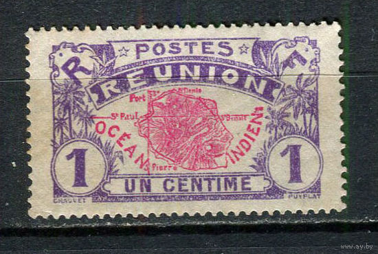 Французские колонии - Реюньон - 1907 - Карта 1С - [Mi.56] - 1 марка. Чистая без клея.  (Лот 72Gx)-T4P26