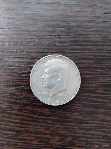 50 центов США 1969 Кеннеди серебро 400