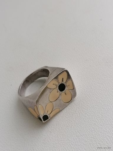 Кольцо серебро 925 пробы горячие эмали
