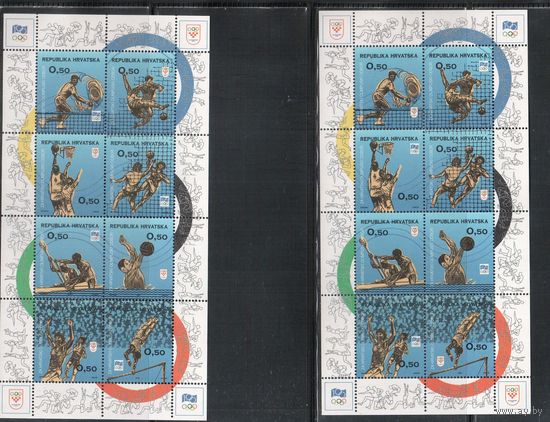 Хорватия-1994,(Мих.40-57) ** , Спорт, ОИ, Футбол, Теннис,  листы