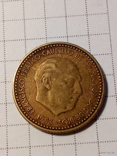 1 песета Испания 1953 год.