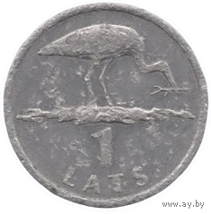 ЛАТВИЙСКАЯ РЕСПУБЛИКА. 1 ЛАТ 2001. Аист. Редкость.