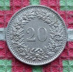 Швейцария 20 рапен 1978 года, UNC.