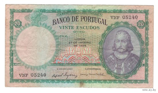 Португалия 20 эскудо 1959 года. Состояние VF