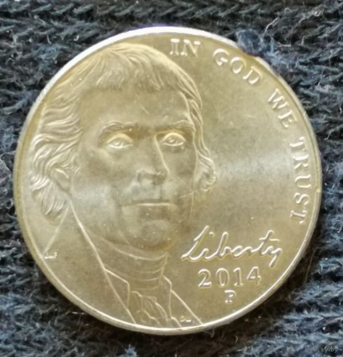 США 5 центов, 2014, Джефферсон Никель, Отметка мд: "P" - Филадельфия, KM# 381
