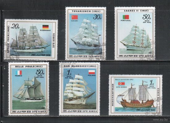 КНДР-1987,(Мих.2811-2816)   гаш., Флот Парусники (полная серия)