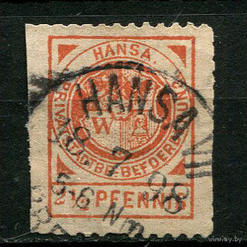 Германия - Вроцлав (Ганза) - Местные марки - 1894 - Герб 2 1/2Pf - [Mi.9] - 1 марка. Гашеная.  (Лот 95CJ)