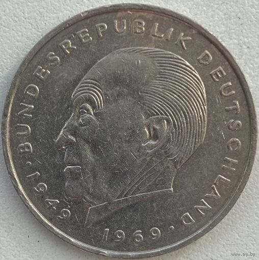 Германия 2 марки 1974 г. J. Конрад Аденауэр. 20 лет Федеративной Республике (1949-1969)
