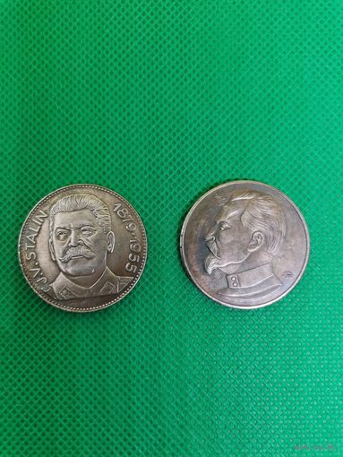 Мини настольная медаль жетон Сталин + Дзержинский